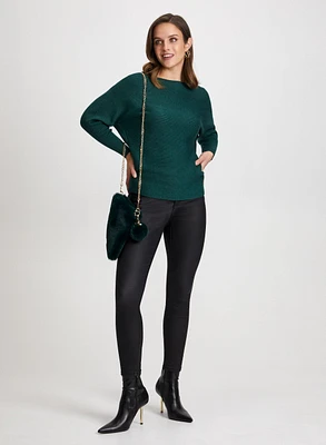 Dolman Sleeve Sweater & Coated Jeans