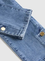 Button Hem Straight Leg Jeans