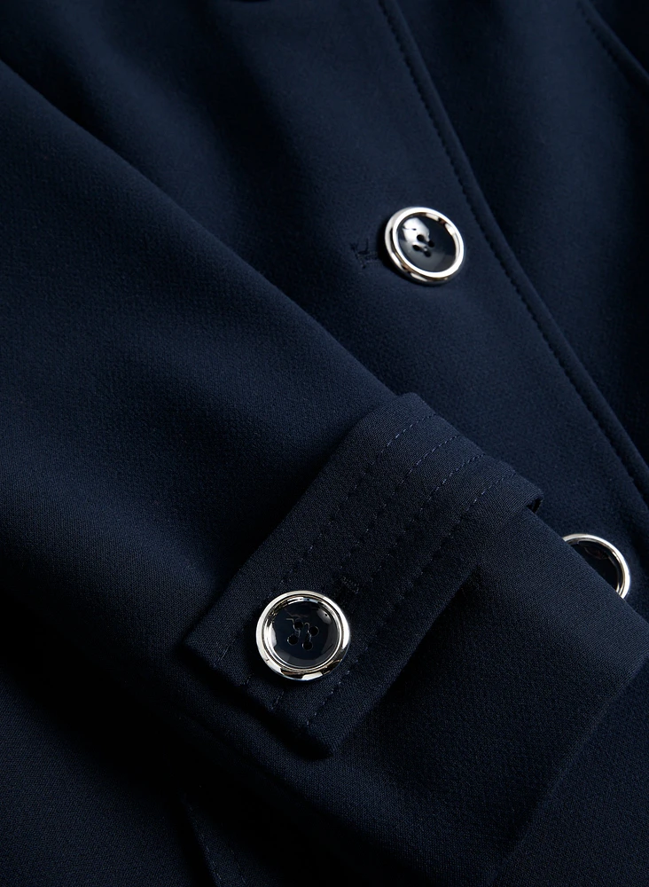 Button Front Tricotine Coat