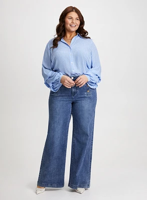 Tiered Sleeve Blouse & Wide Leg Jeans