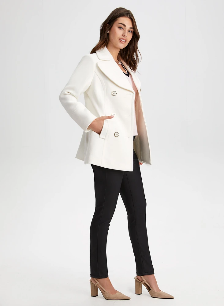 Button Front Wool Blend Coat