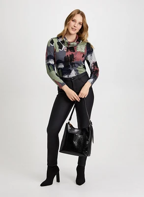 Camouflage Print Top & Slim Leg Jeans