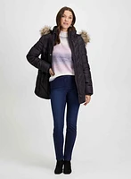 Manteau matelassé avec pull à dégradé trois tons