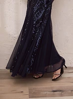 Sequin & Mesh Maxi Dress