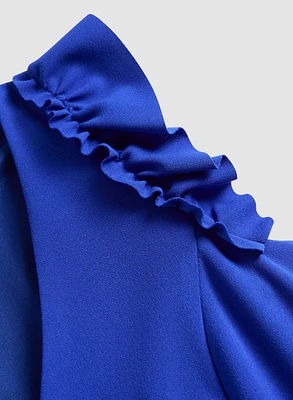 Ruffle Detail Cap Sleeve Dress