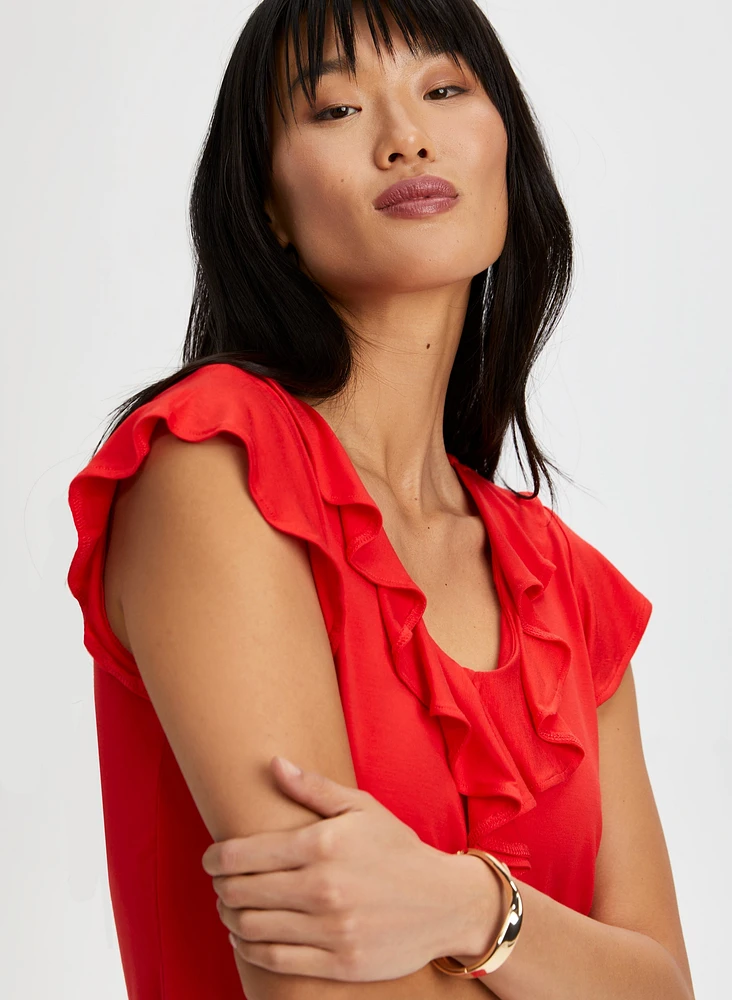 Cap Sleeve Ruffle Tee