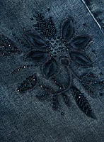 Floral Embroidery Slim Leg Jeans