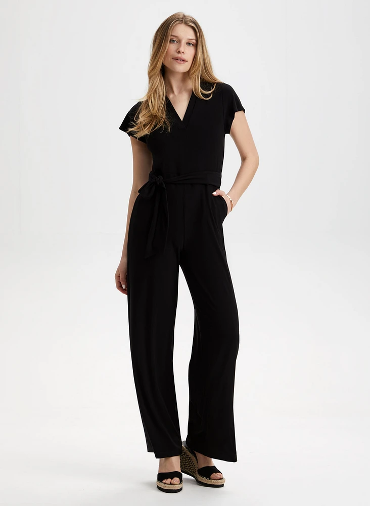 Wide Leg V-Neck Jumpsuit