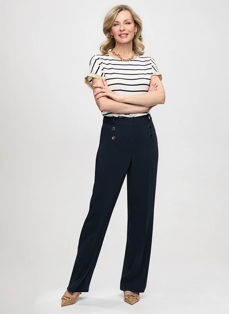 Striped Cap-Sleeve T-Shirt & Wide Leg Pants