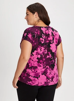 Short Sleeve Floral Print Top