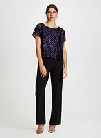 Wide Leg Pants & Metallic Print Top