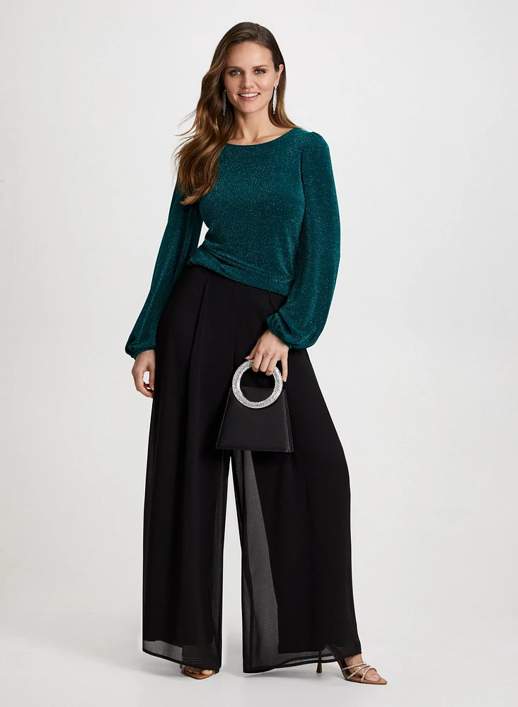 Glitter Top & Wide Leg Pants