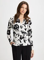 Floral Print Wrap-Style Top