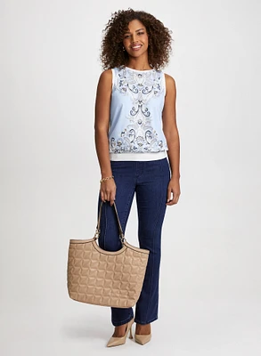 Sleeveless Paisley Top & Bootcut Jeans