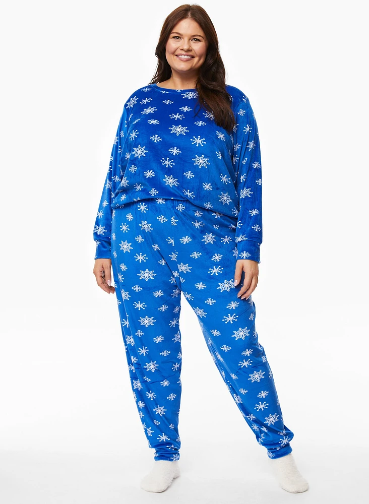 Ensemble pyjama en velours à motifs