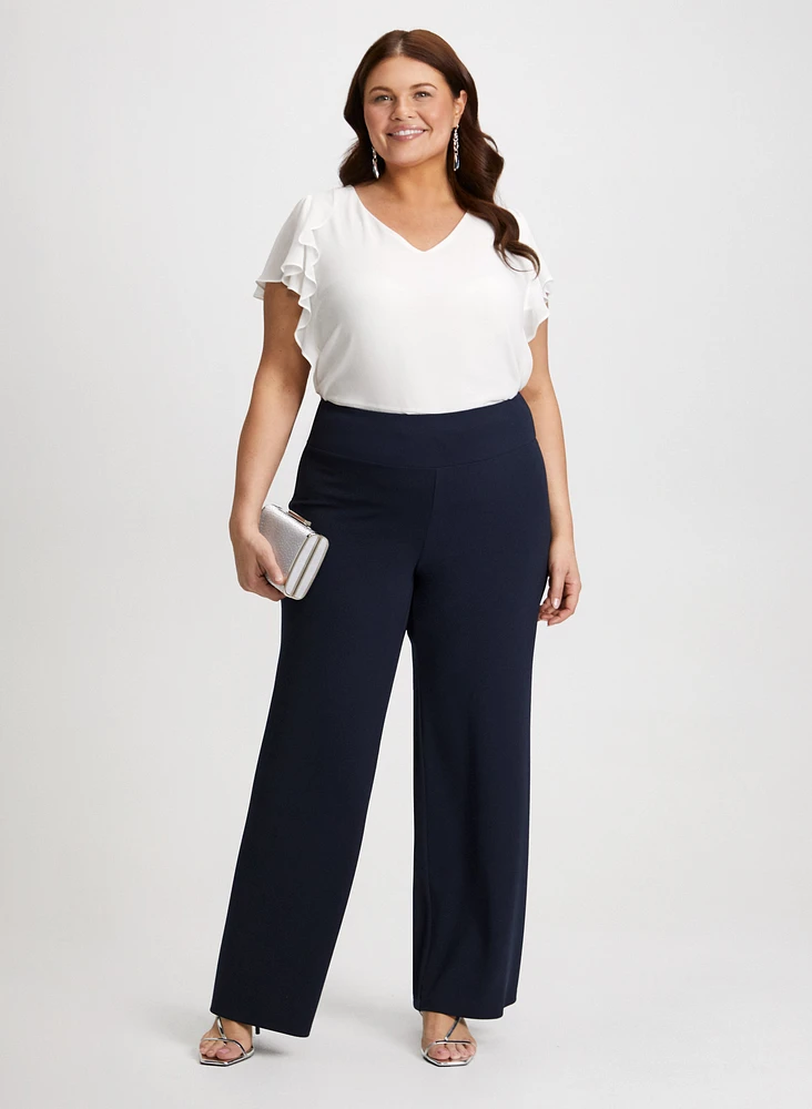 Ruffle Blouse & Wide Leg Pants