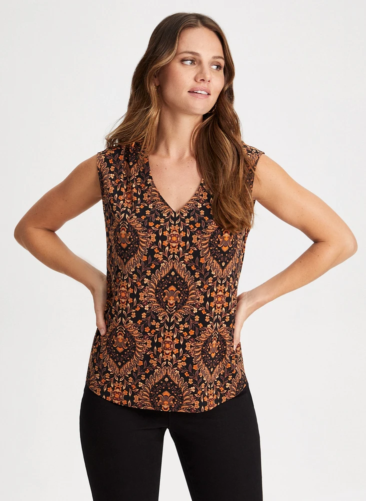 Medallion Motif Sleeveless Top