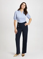 Puff Sleeve Top & Buttoned Pants