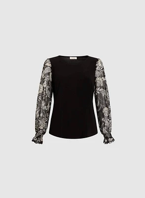 Paisley Mesh Sleeve Top