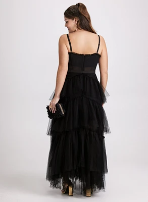 Robe bustier avec jupe en tulle étagée