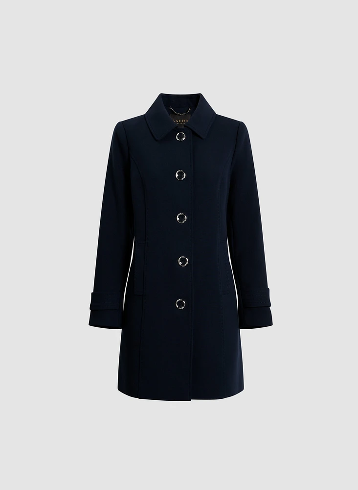 Button Front Tricotine Coat
