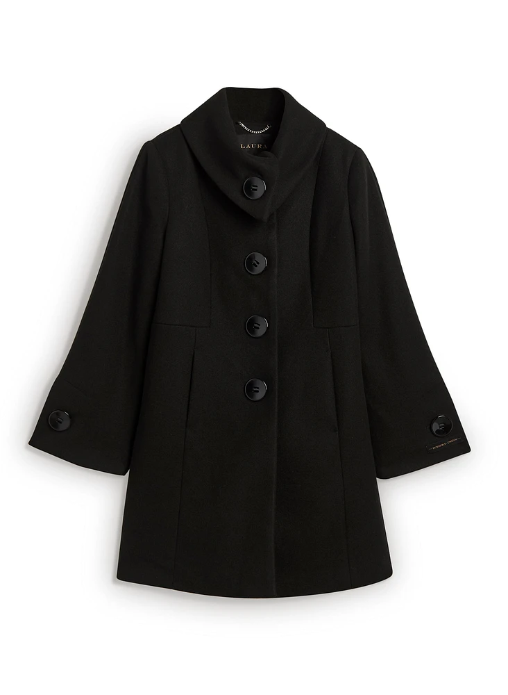 Stretch Wool Blend Coat