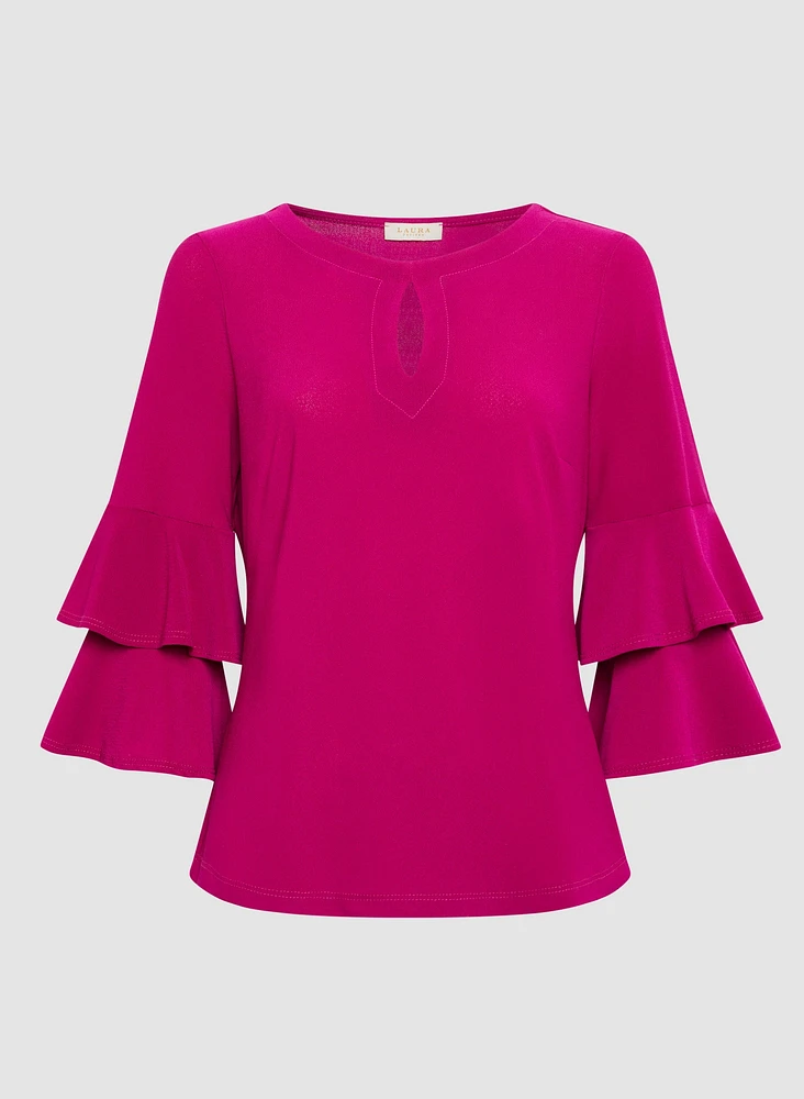 Ruffle Sleeve Keyhole Top