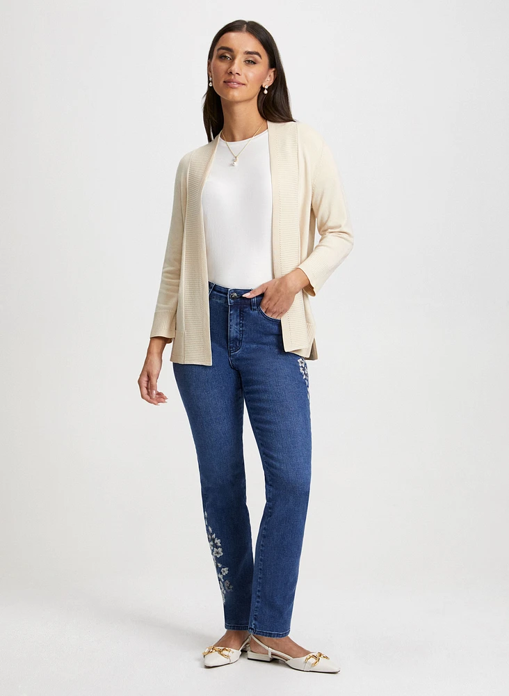 Short Cardigan & Straight Leg Jeans