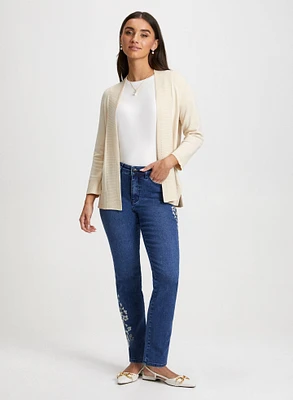 Short Cardigan & Straight Leg Jeans