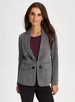 Button Detail Herringbone Blazer