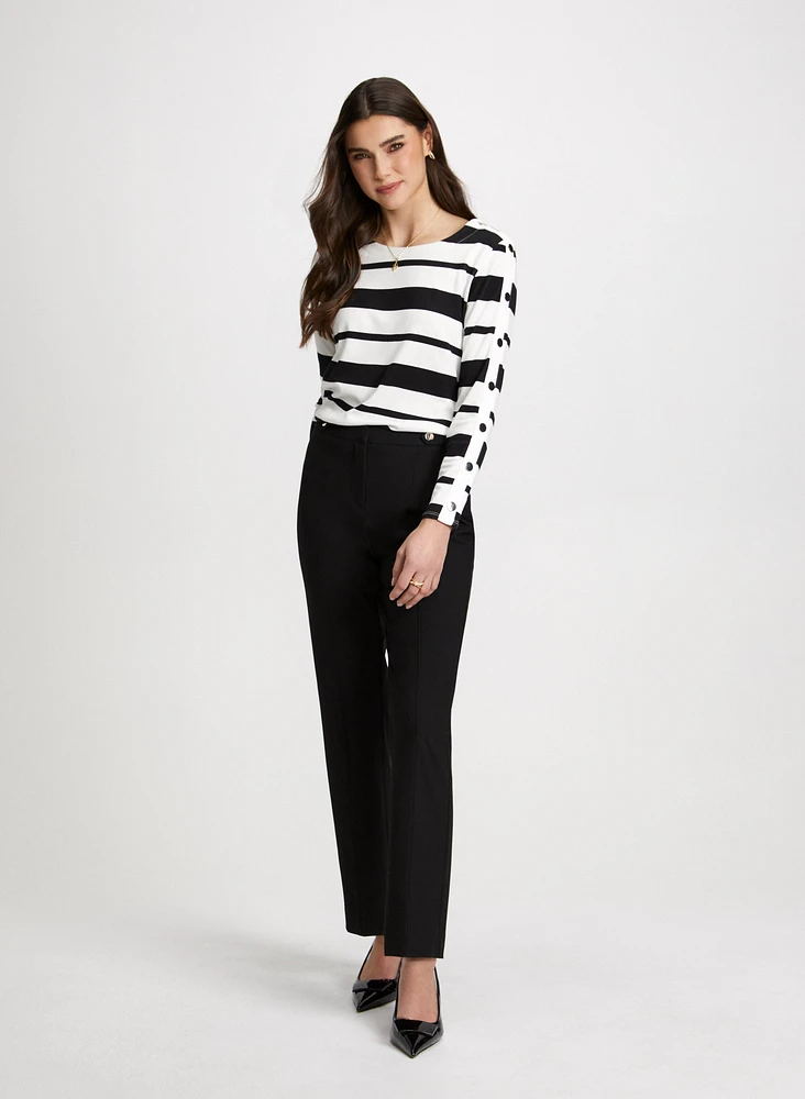 Stripe Print Top & Straight Leg Pants