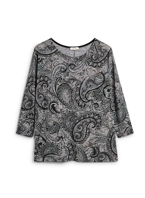 Paisley Print Knit Top