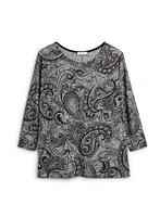 Paisley Print Knit Top