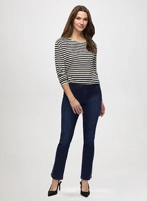 Stripe Print Top & Pull-On Jeans