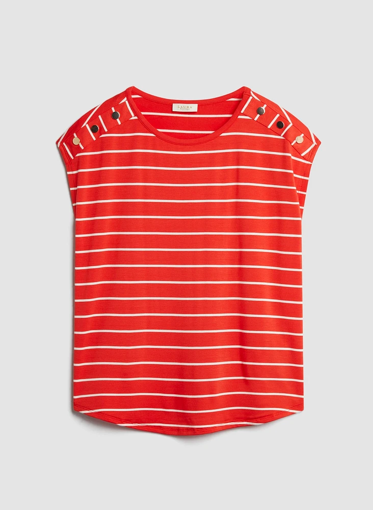 Stripe Print Two-Tone Top