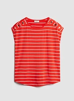 Stripe Print Two-Tone Top