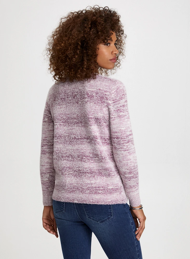 Pull rayé et pelucheux à manches longues