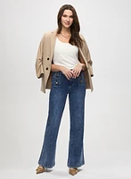 Four Button Jacket & Wide Leg Jeans