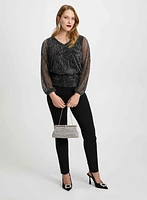 Metallic Crinkle Top & Velvet Bow Pants