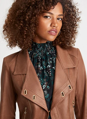 Eyelet Detail Faux Suede Jacket