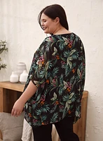 Tropical Print Chiffon Poncho Top