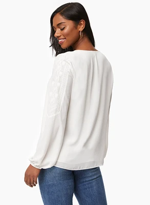 Embroidered Puff Sleeve Blouse