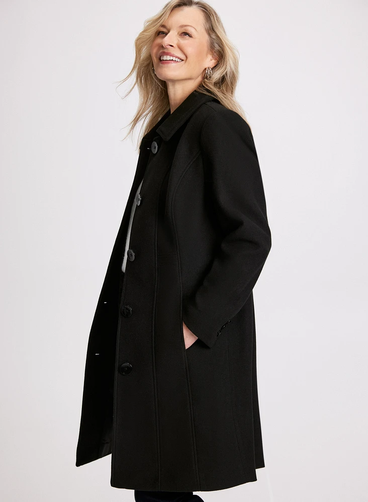 Stretch Wool Blend Coat