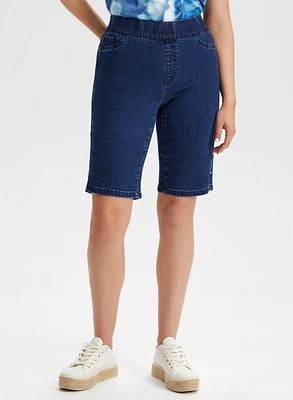 Pull-On Denim Bermuda Shorts