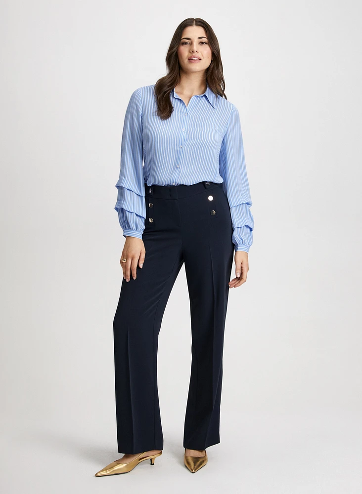 Tiered Sleeve Shirt & Modern Fit Wide Leg Pants