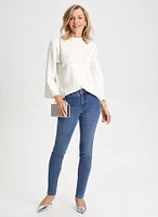 Embellished Sweater & Slim Leg Jeans