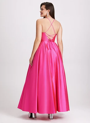 Satin Fit & Flare Ball Gown