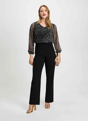 Metallic Crinkle Top & Wide Leg Pants