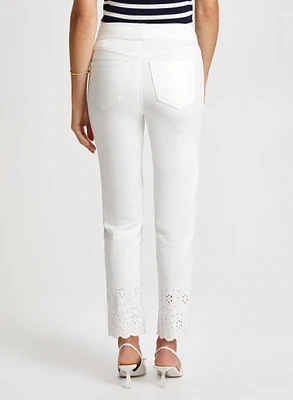 Embroidered Pull-On Jeans