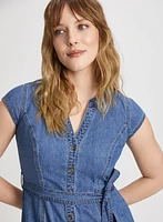 Tiered Denim Shirt Dress